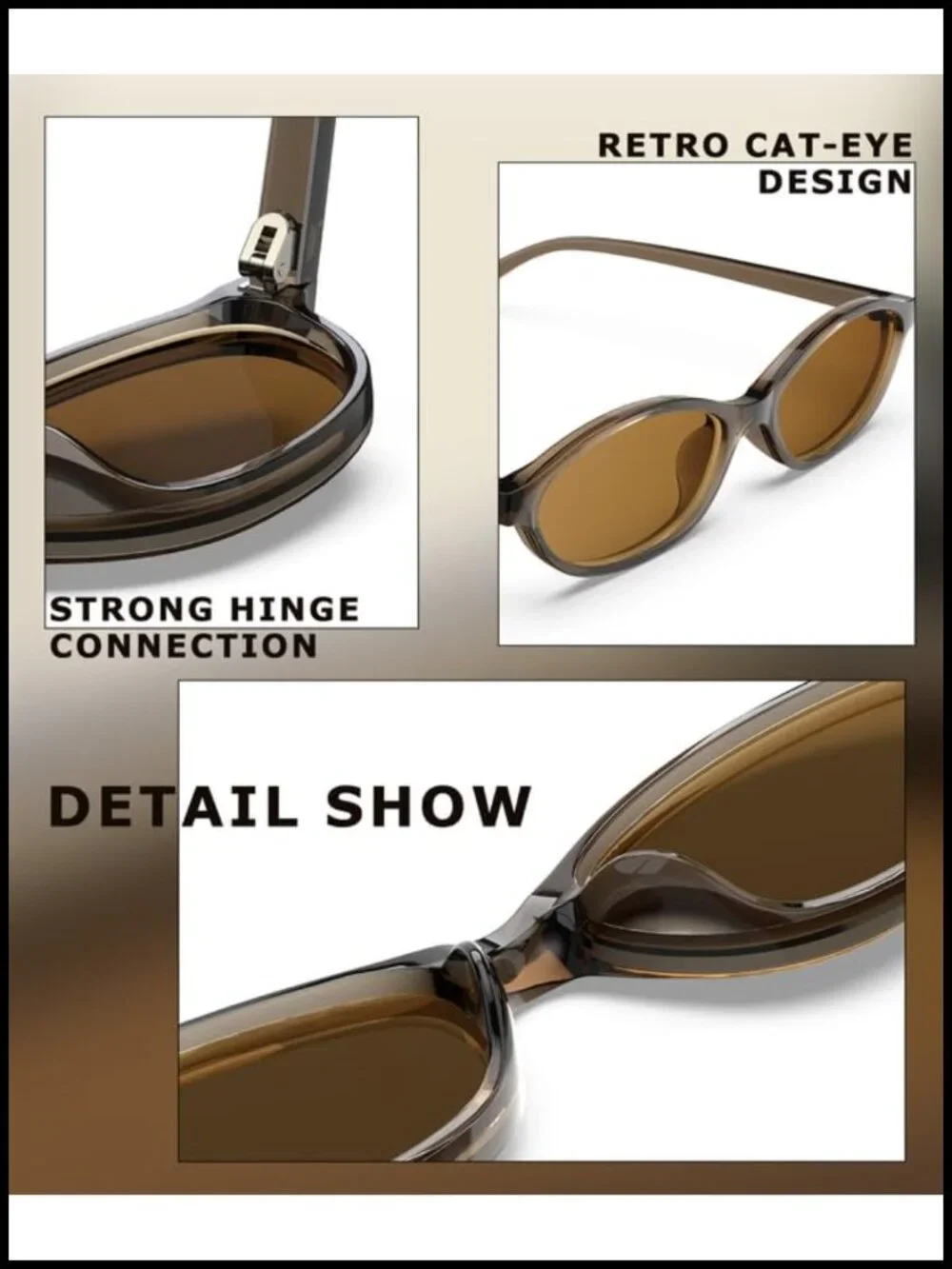 Vintage Cat Eye Polarized Sunglasses UV400 Protection Lightweight Retro Fashion